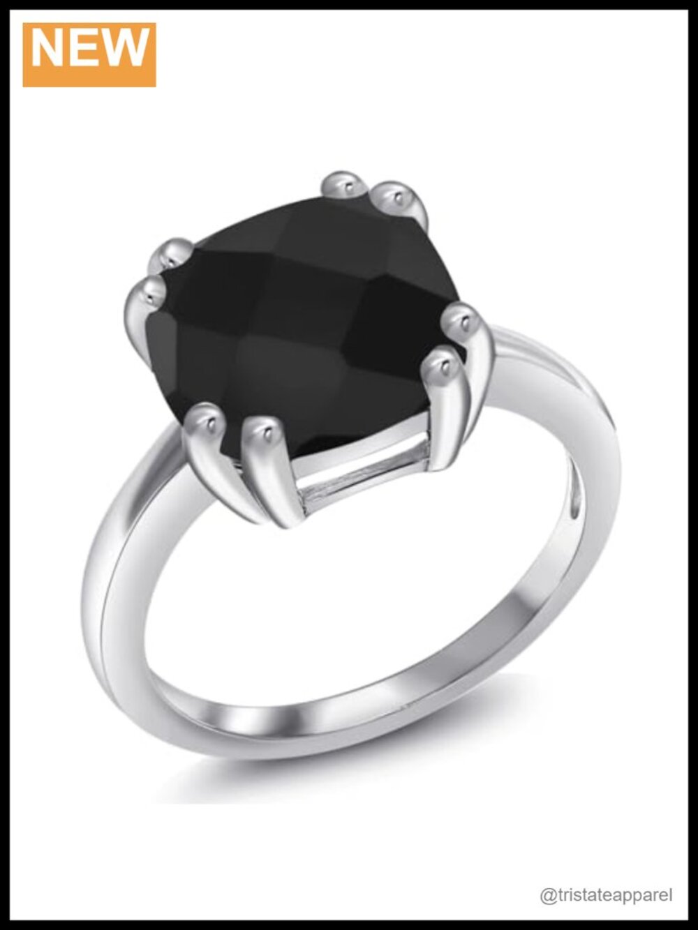 Excellence 925 Sterling Silver Gemstone Double Prong Solitaire Ring